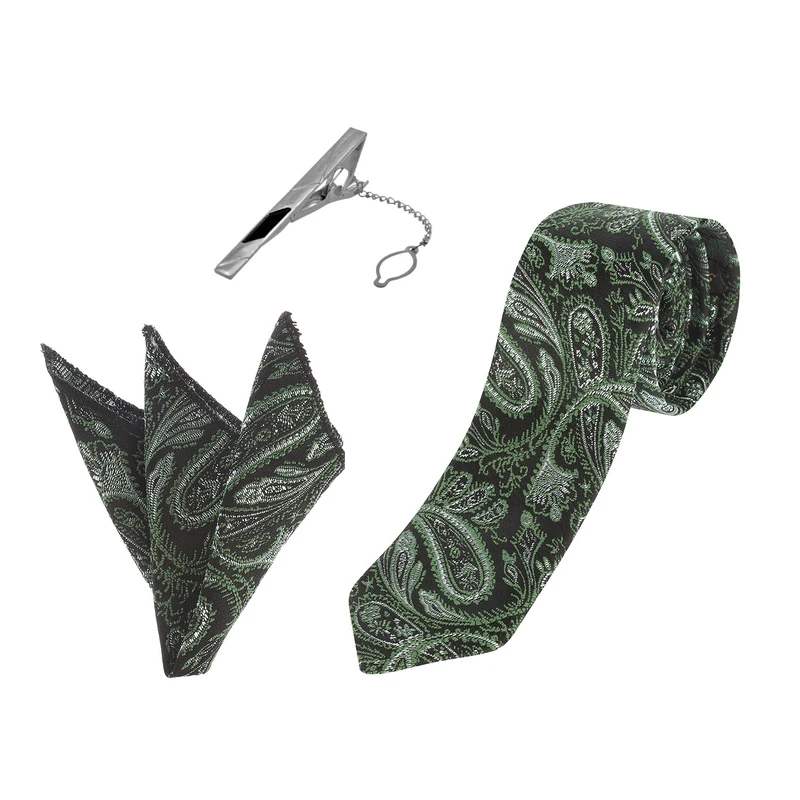  ست کراوات و دستمال جیب و گیره کراوات مردانه مدل NEW کد 22