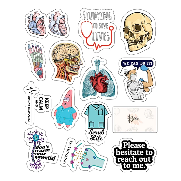 استیکر لپ تاپ توییجین و موییجین طرح Pezeshki کد 02 مجموعه 14 عددی