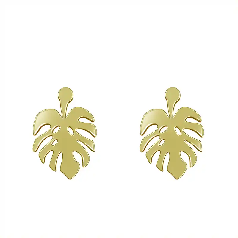 گوشواره طلا 18 عیار زنانه مدوپد مدل برگ کد GA1-14943