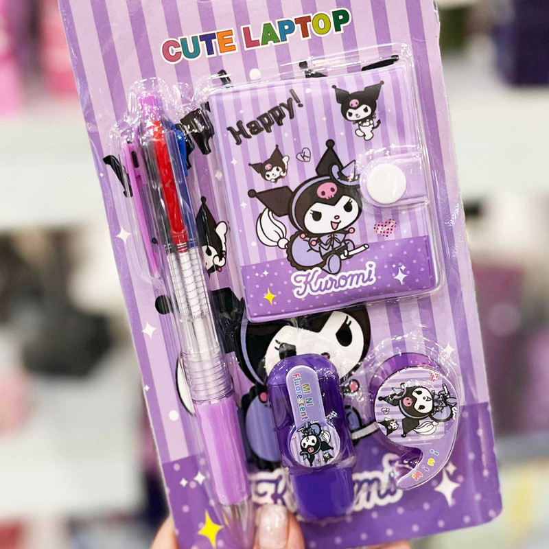 بسته لوازم تحریر مدل کرومی عروسکی مجموعه 6 عددی