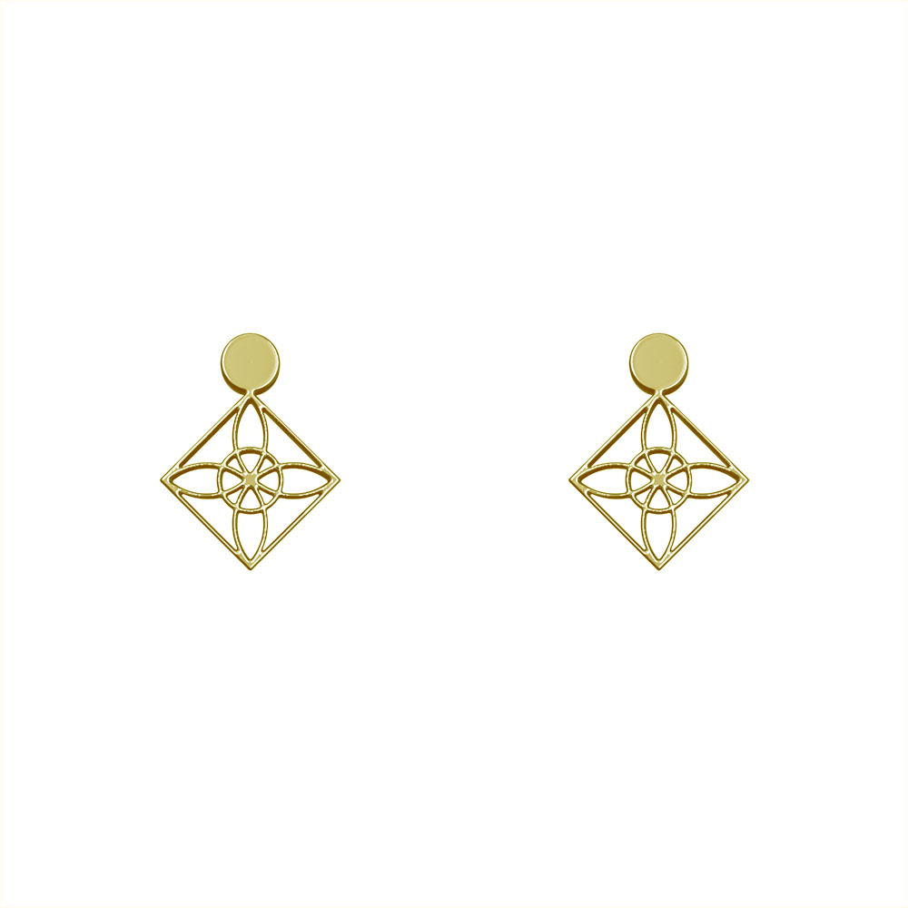 گوشواره طلا 18 عیار زنانه مدوپد مدل هندسی کد GA1-10443