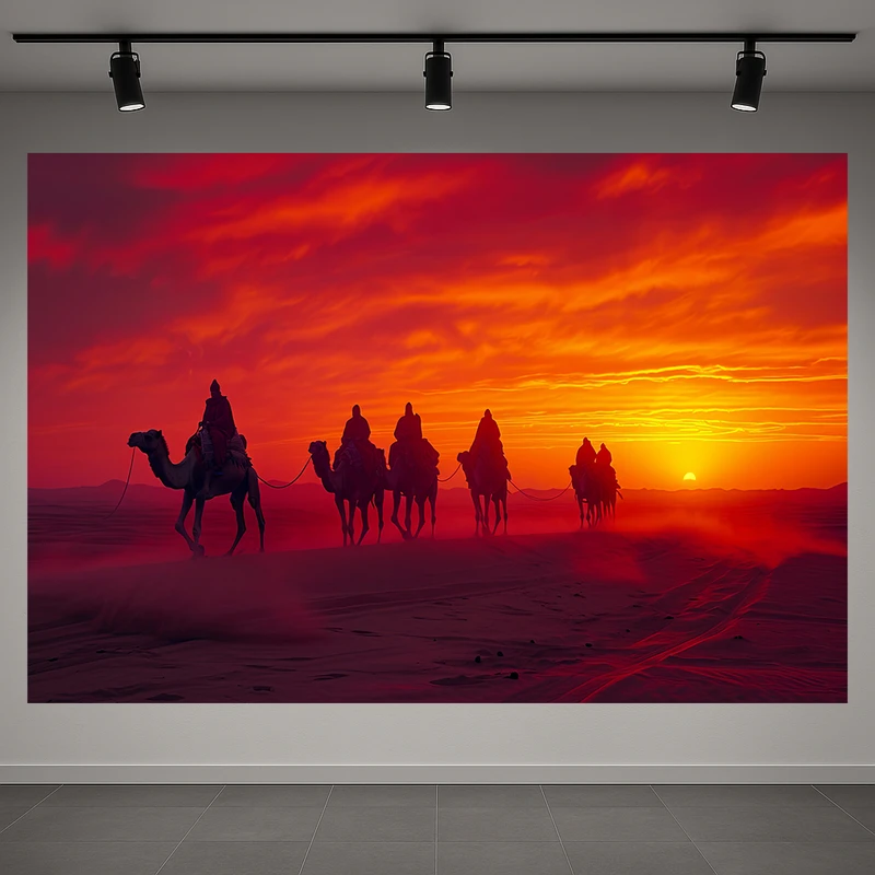 پوستر طرح کاروان شتر مدل منظره کویری کد AR3058950