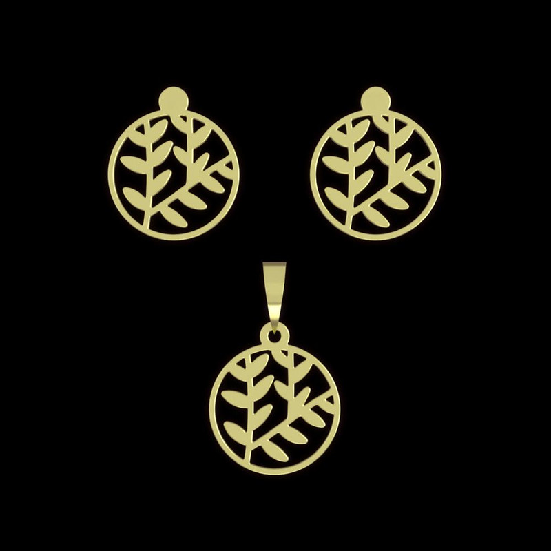 نیم ست طلا 18 عیار زنانه مدوپد مدل برگ کد NA14974