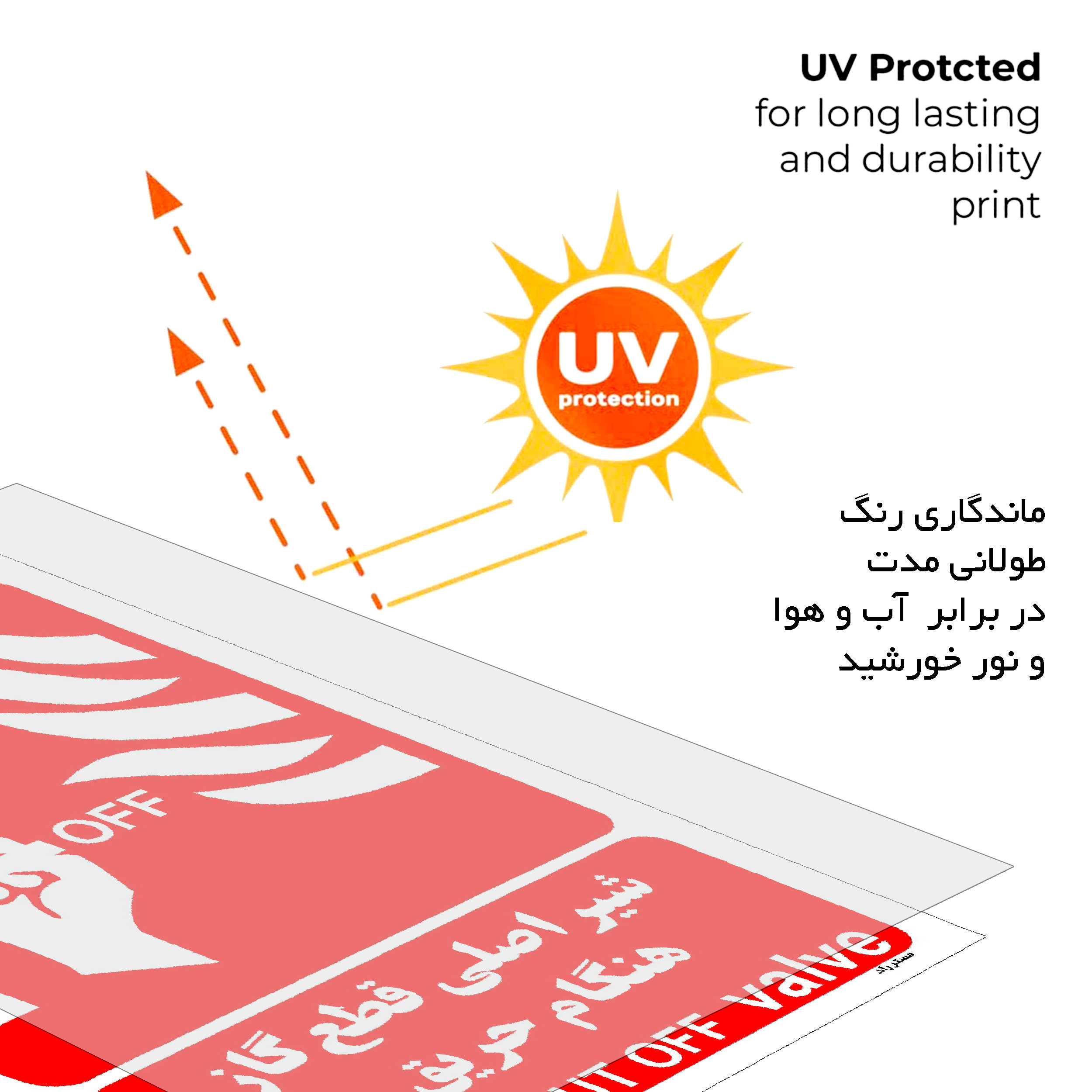 برچسب ایمنی مستر راد طرح شیر اصلی قطع گاز هنگام حریق مدل HSE-OSHA-061