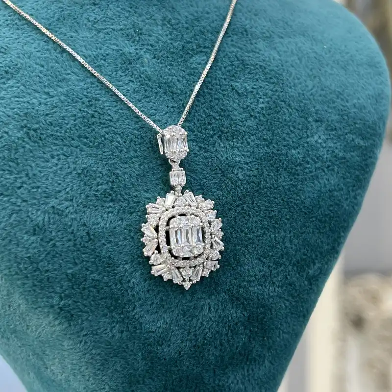 نیم ست نقره زنانه مدل رویال طرح جواهر با روکش رادیوم440-259