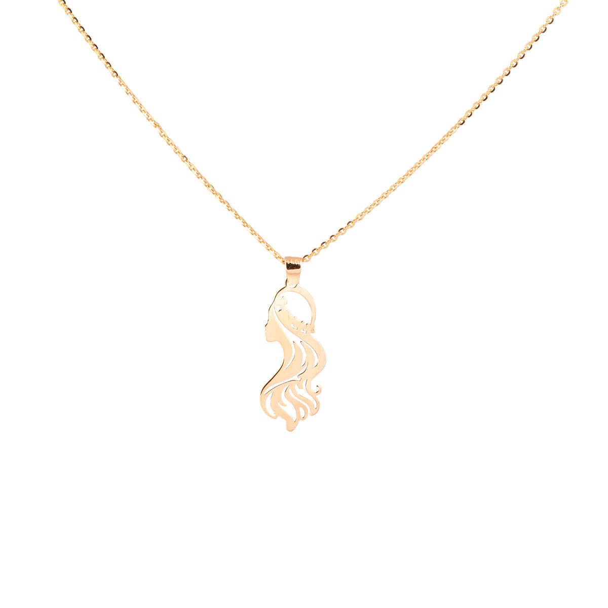 گردنبند طلا 18 عیار زنانه طلای کامک مدل طرح زن - - 1