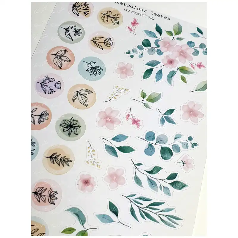 برچسب کاترینکا طرح برش خورده بولت ژورنال و اسکرپ بوک مدل A5 Watercolour leaves