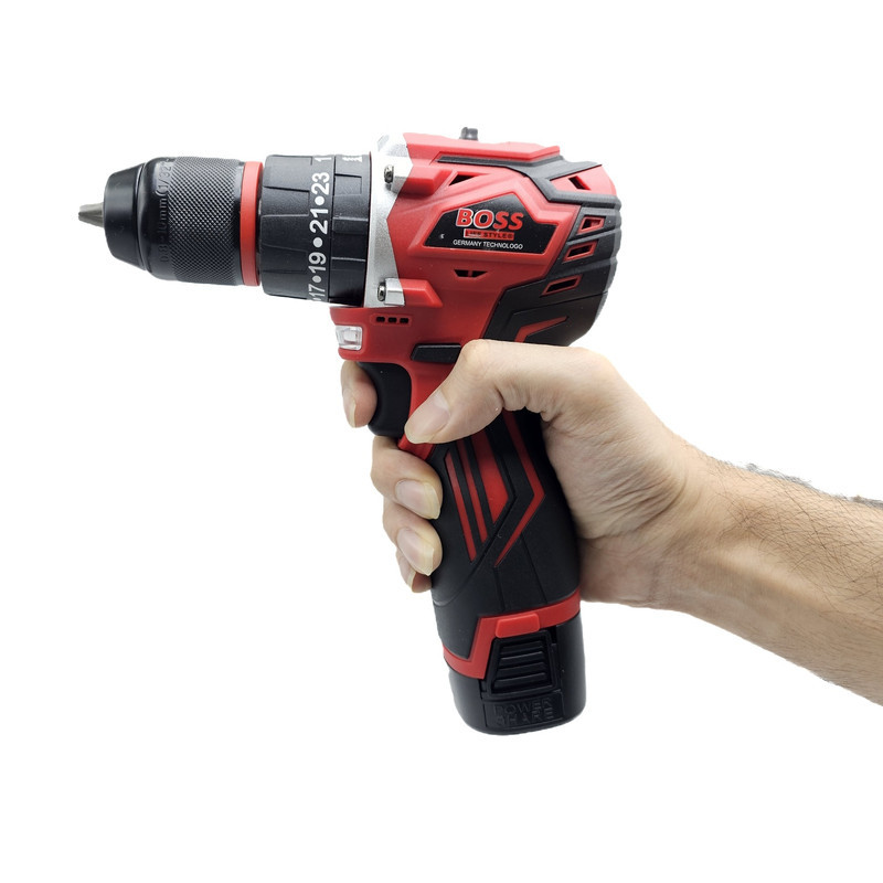 مجموعه 25 عددی دریل پیچ گوشتی شارژی چکشی باس مدل 24V