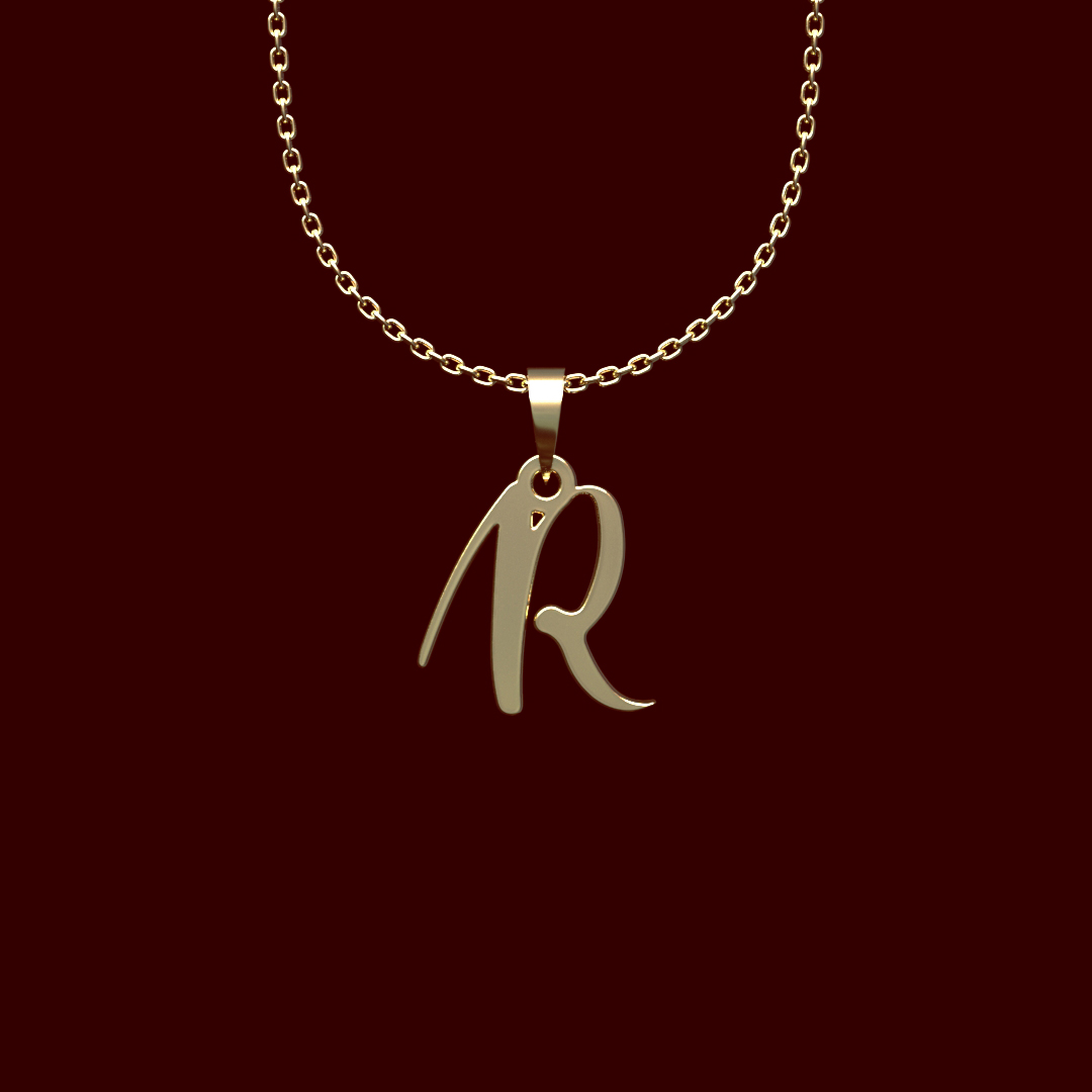 گردنبند طلا 18 عیار زنانه مدوپد مدل حرف R کد HH2-1-1241