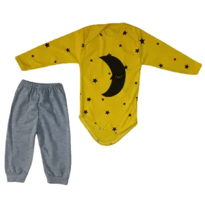 ست بادی و شلوار نوزادی مدل ماه وستاره 