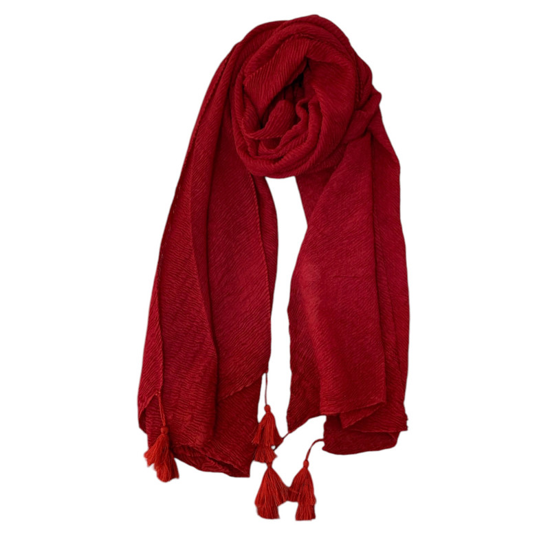 شال زنانه مدل پلیسه منگوله دار کد 0079