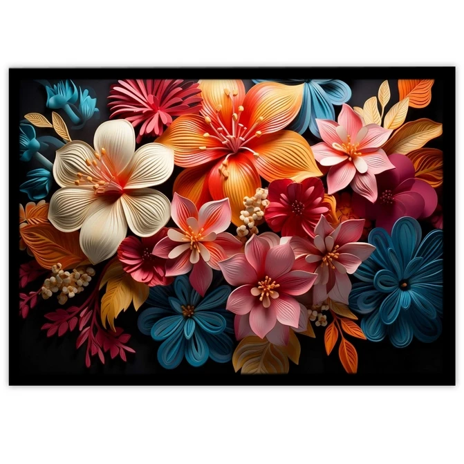 تابلو نوری بکلیت طرح گرافیکی گل رنگی مدل B-MID-17403