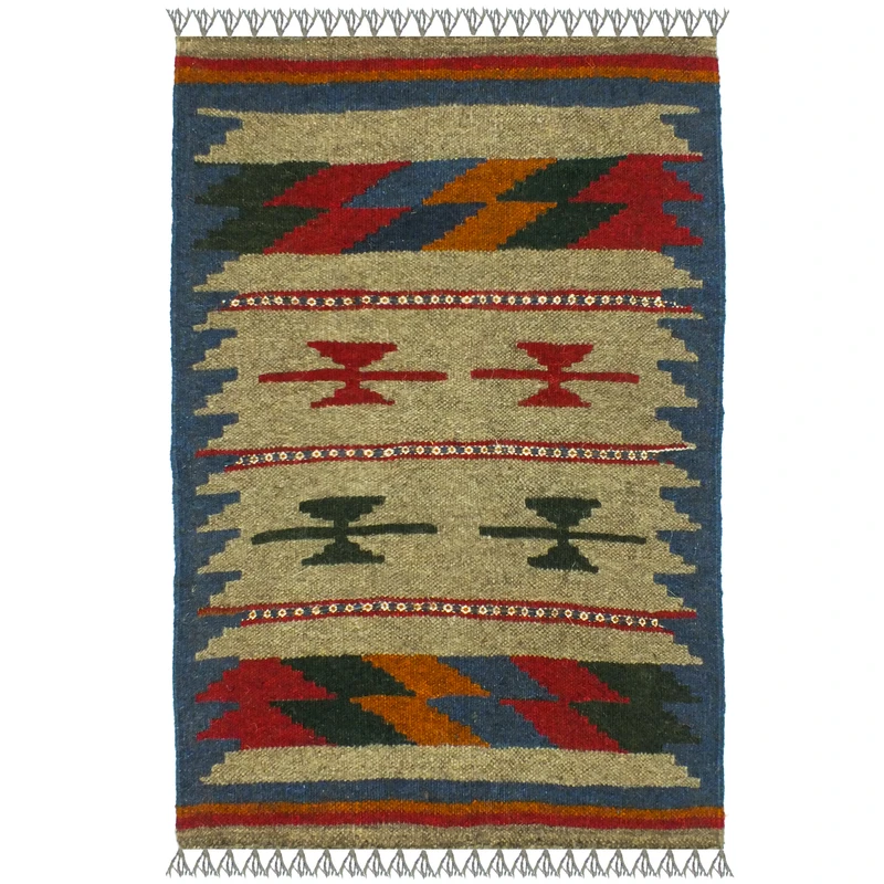 گلیم دستبافت یک متر مدل پادری شیراز کد J1744 زمینه الوان