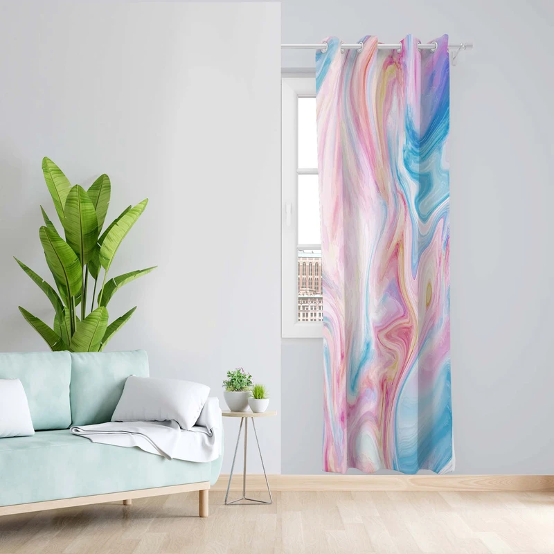 پرده طرح آبرنگی مدل مخمل پانچی کد 5495L z سایز 140x200 سانتی متر