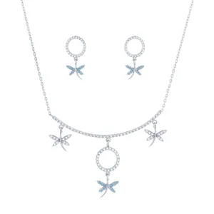 نیم ست نقره زنانه گالری درسان طرح سنجاقک کد DS401