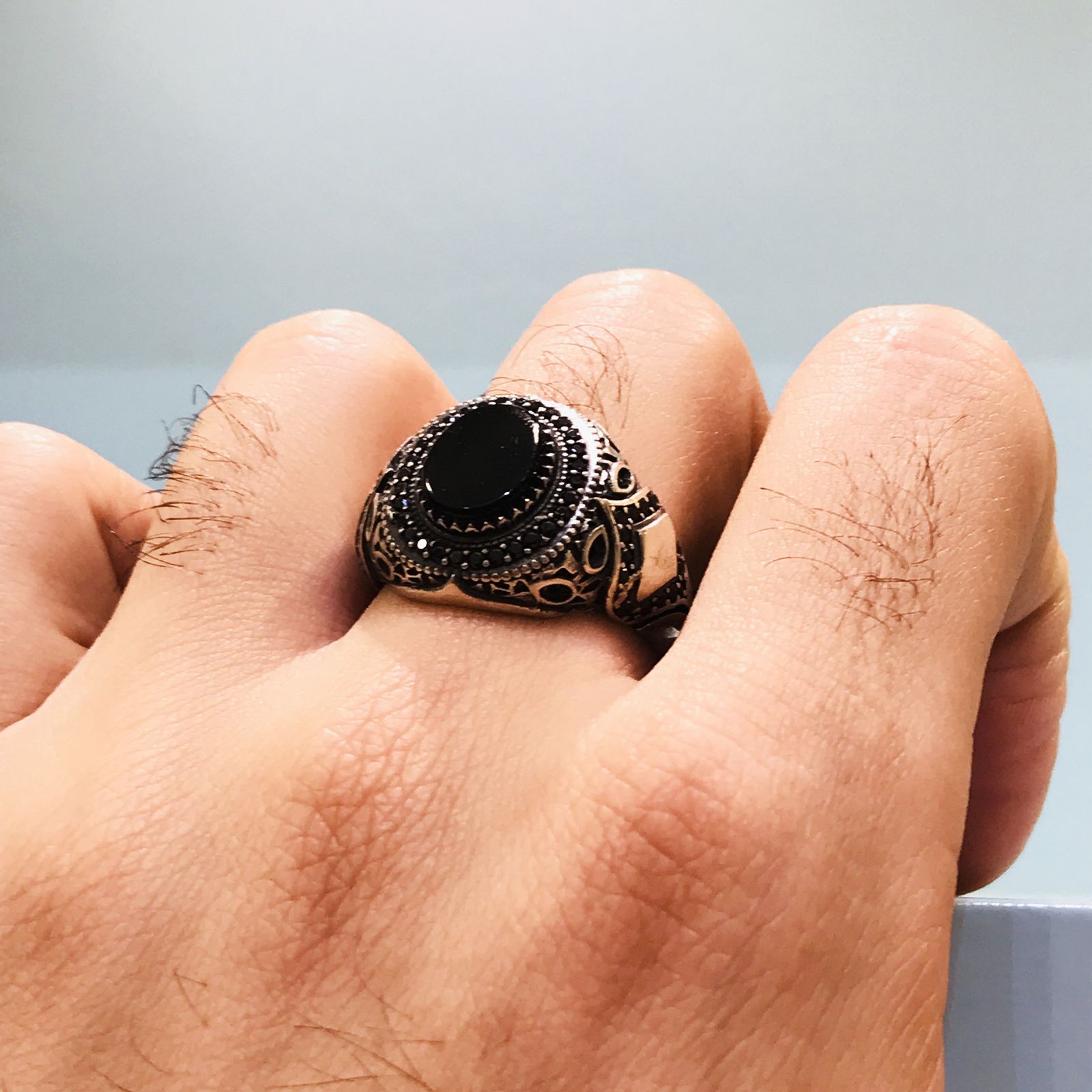 انگشتر نقره مردانه مدل اسپرت ترک عقیق -  - 2