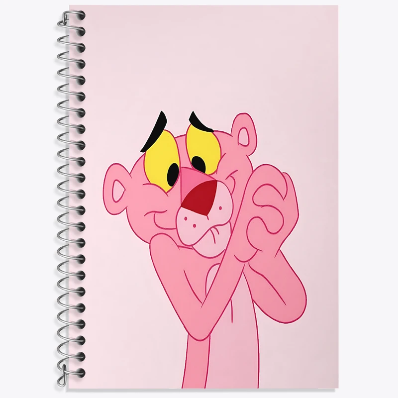 دفتر زبان 50 برگ خندالو مدل دو خط طرح پلنگ صورتی کد N2493