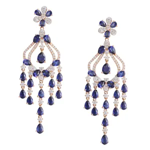 گوشواره طلا 18 عیار زنانه جواهری گاندی مدل 29088