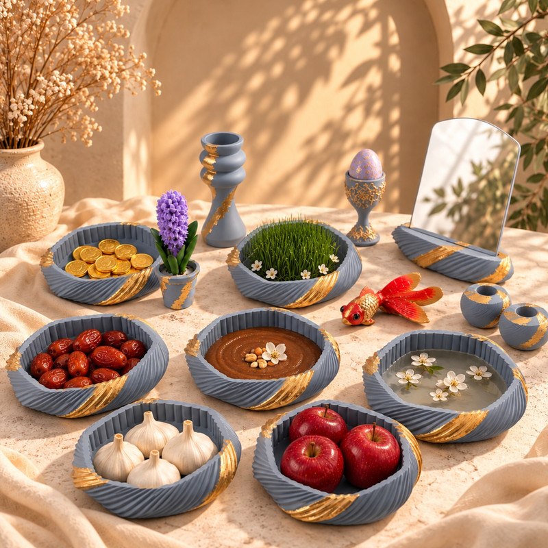 ست هفت سین طرح شیاردار مجموعه 14 عددی
