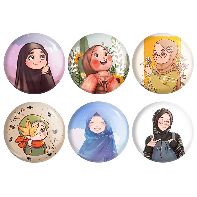 مگنت خندالو طرح دخترانه باحجاب کد 1666B مجموعه 6 عددی
