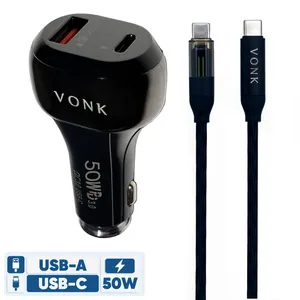 تخفیف شارژر فندکی 50 وات وونک مدل VC50 به همراه کابل USB-C