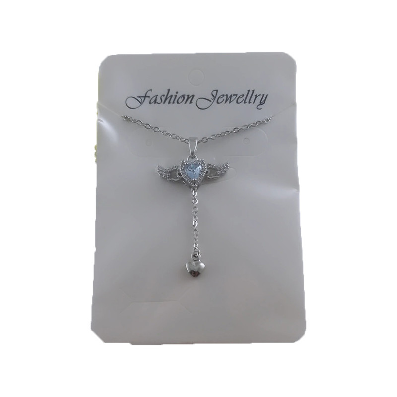 گردنبند دخترانه مدل قلب بالدار قلب فرشته با بال متحرک بسته 2 عددی