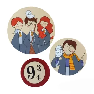 بشقاب دیوار کوب سفالی طرح هری پاتر کد M55 مجموعه 3 عددی