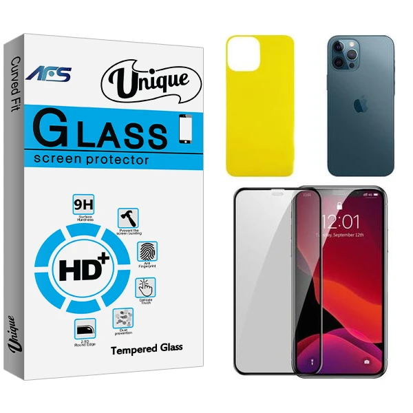محافظ صفحه نمایش سرامیکی ای اف اس مدل Unique  مناسب برای گوشی موبایل اپل iPhone 12 Pro Max  به همراه محافظ پشت گوشی