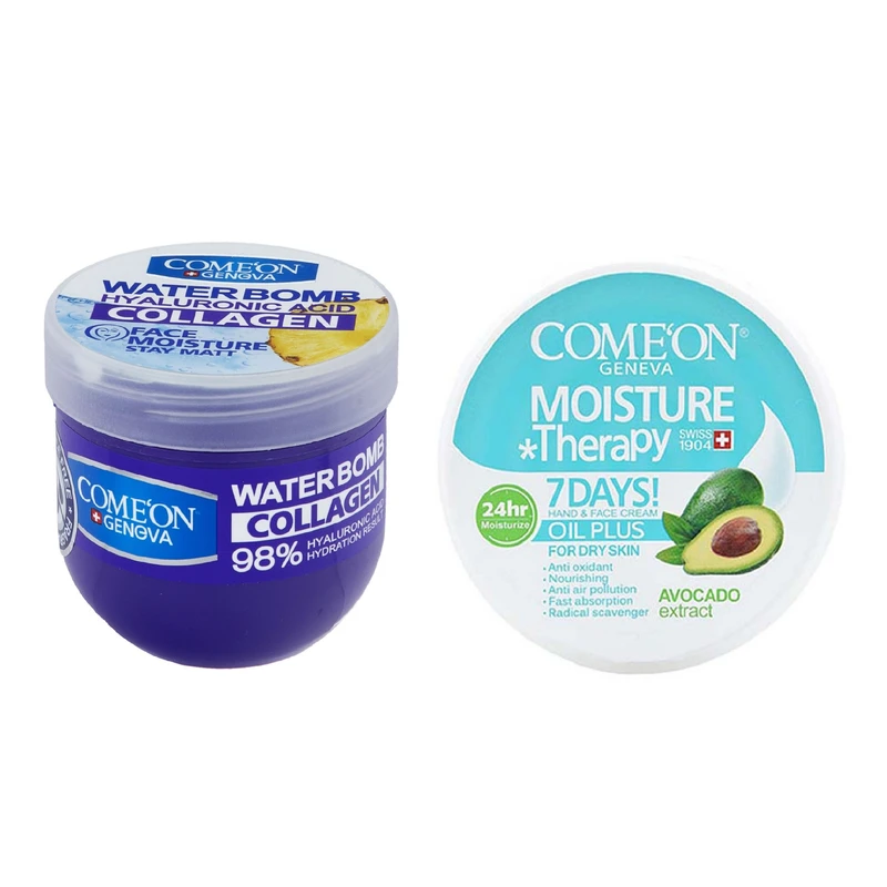 کرم مرطوب کننده کامان مدل آووکادو حجم 250 میلی لیتر به همراه کرم آبرسان سری واتربمب مدل COLLAGEN حجم 200 میلی لیتر 
