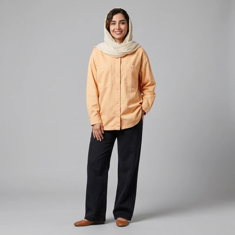 مانتو زنانه کتان با دکمه مدل 3068