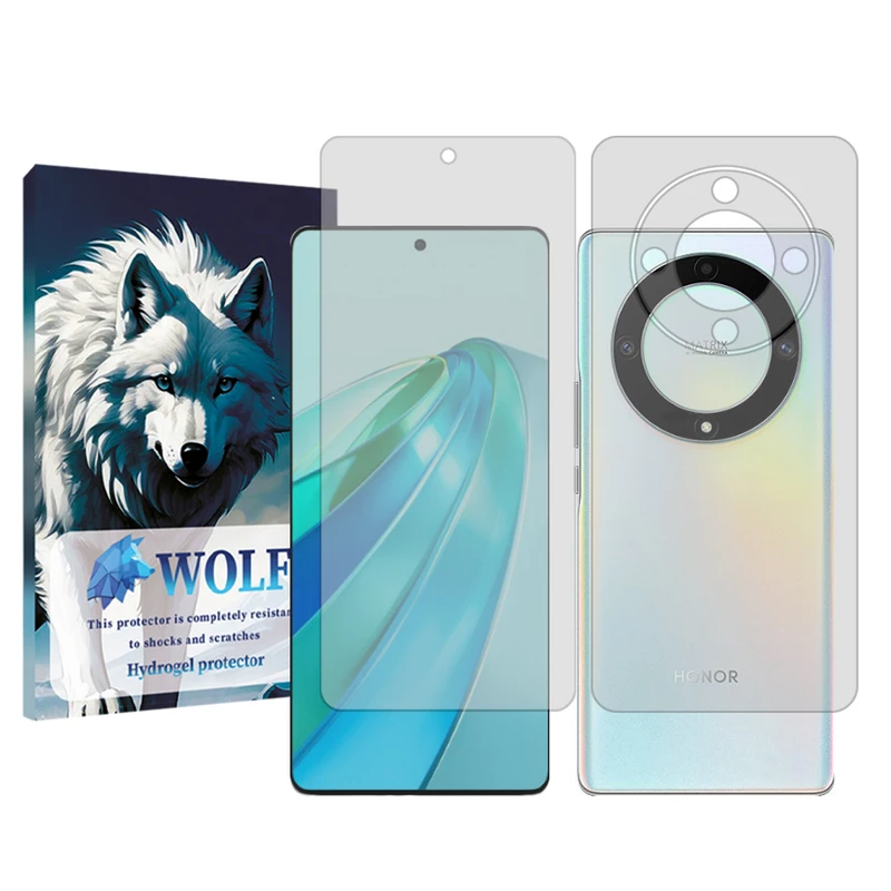 محافظ صفحه نمایش شفاف ولف کد 01 مناسب برای گوشی موبایل آنر X9a  به همراه محافظ پشت گوشی