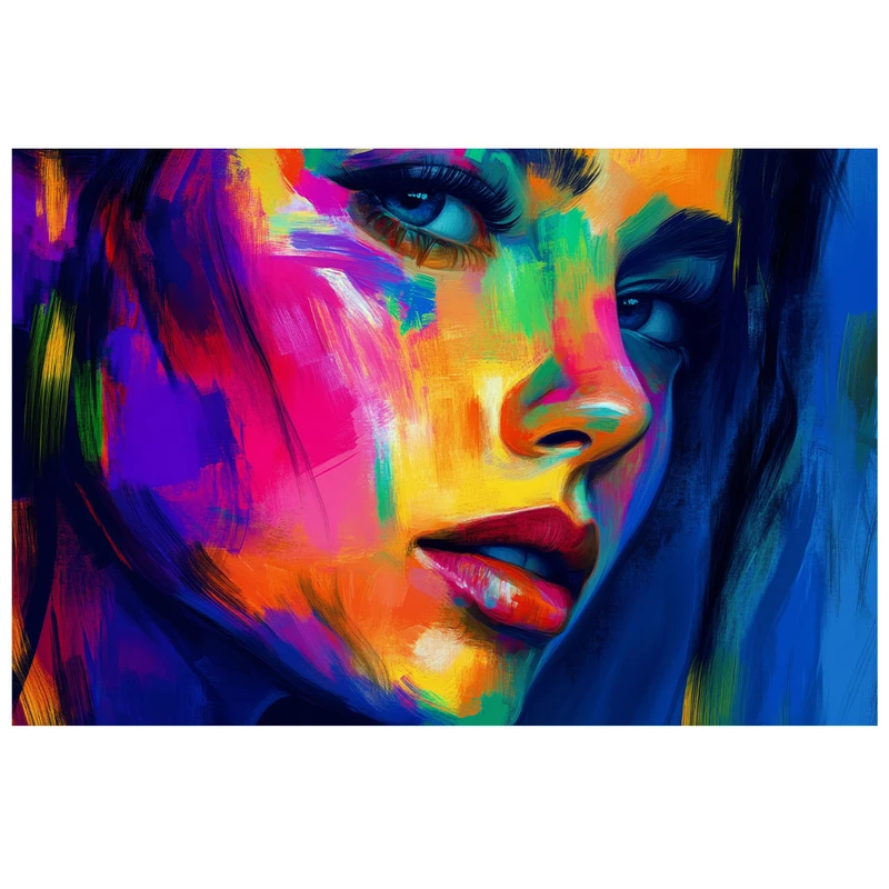 فرش پارچه‌ای مدل فرشینه طرح نقاشی چهره رنگارنگ کد AR3060412