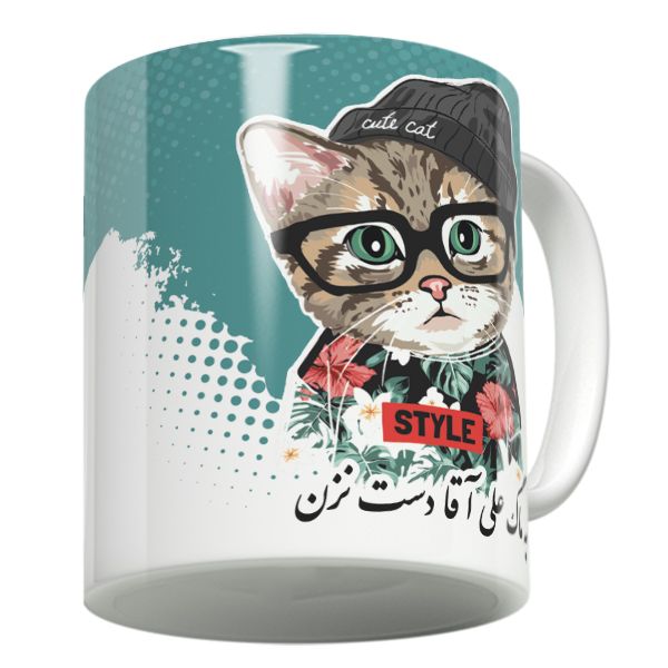 ماگ لاژید مدل اسم علی طرح گربه