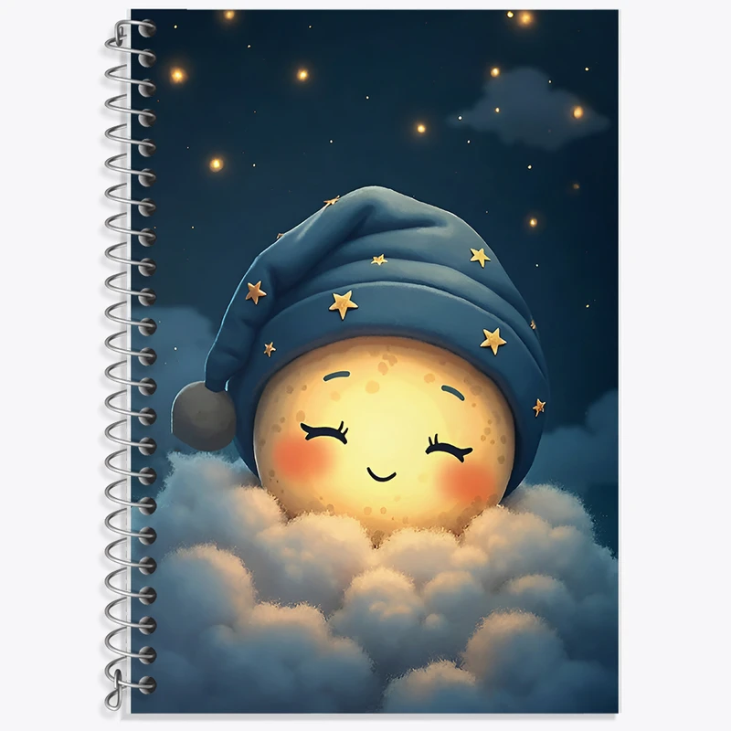 دفتر زبان 50 برگ خندالو مدل سه خط طرح ماه کیوت کد F7149