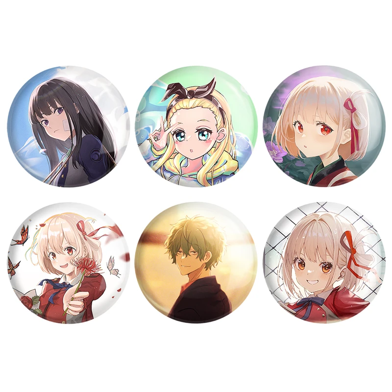 مگنت خندالو طرح انیمه لیکوریس ریکویل Lycoris Recoil کد 1418A مجموعه 6 عددی