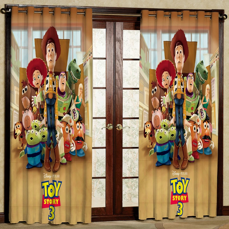 پرده مدل کارتون اسباب بازی ها  مخمل پانچی کد 915 سایز 140x280 سانتی متر