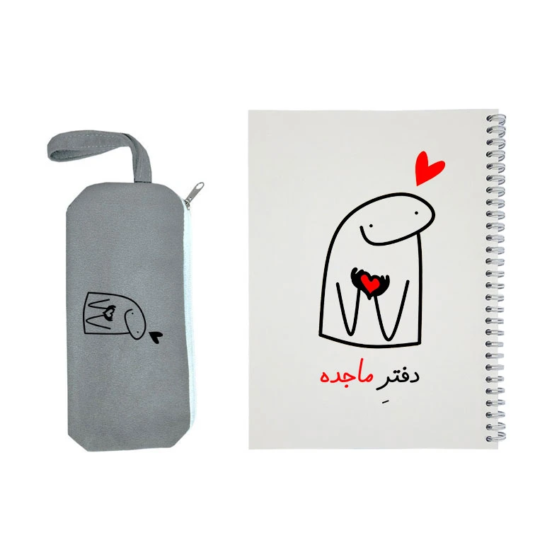 دفتر مشق 50 برگ طرح ماجده به همراه جامدادی