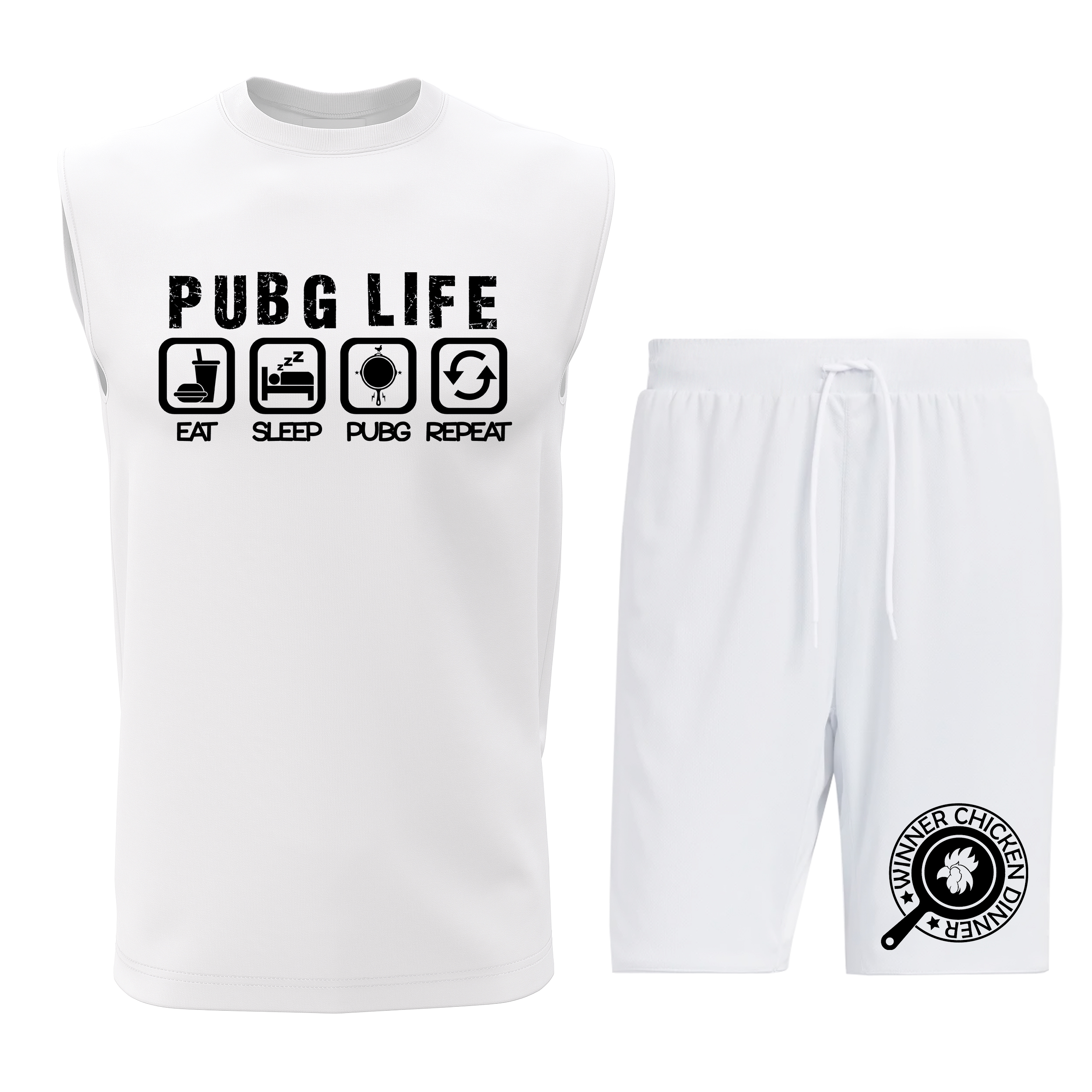 ست تاپ و شلوارک مردانه طرح پابجی مدل P021W