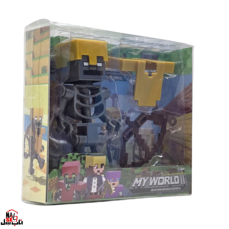 فیگور ناب سل مدل ماینکرافت همراه با ابزار جنگ طرح MY WORLD کد MA002 ارتفاع 9 سانتی متر