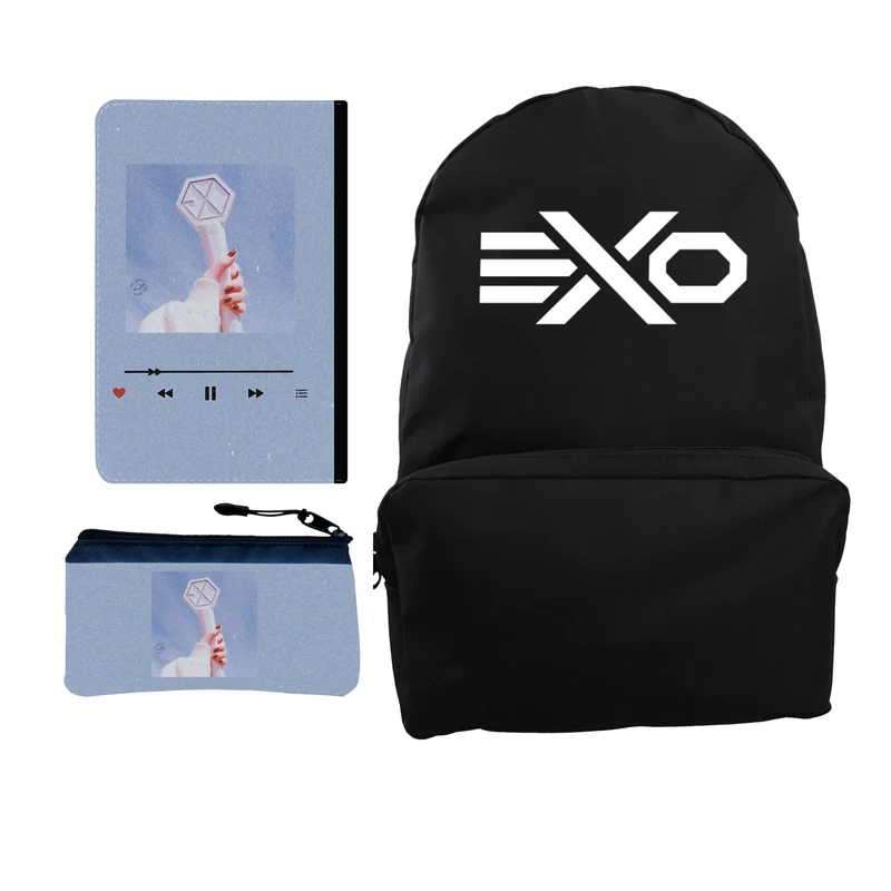 کوله پشتی مدل گروه موسیقی EXO کد KP-2200 به همراه کلاسور و جامدادی