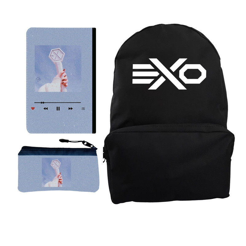 کوله پشتی مدل گروه موسیقی EXO کد KP-2200 به همراه کلاسور و جامدادی