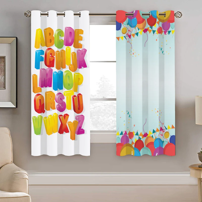 پرده نیروانا طرح الفبای انگلیسی کودک مدل مخمل کد 4332 سایز 140×200 سانتی متر