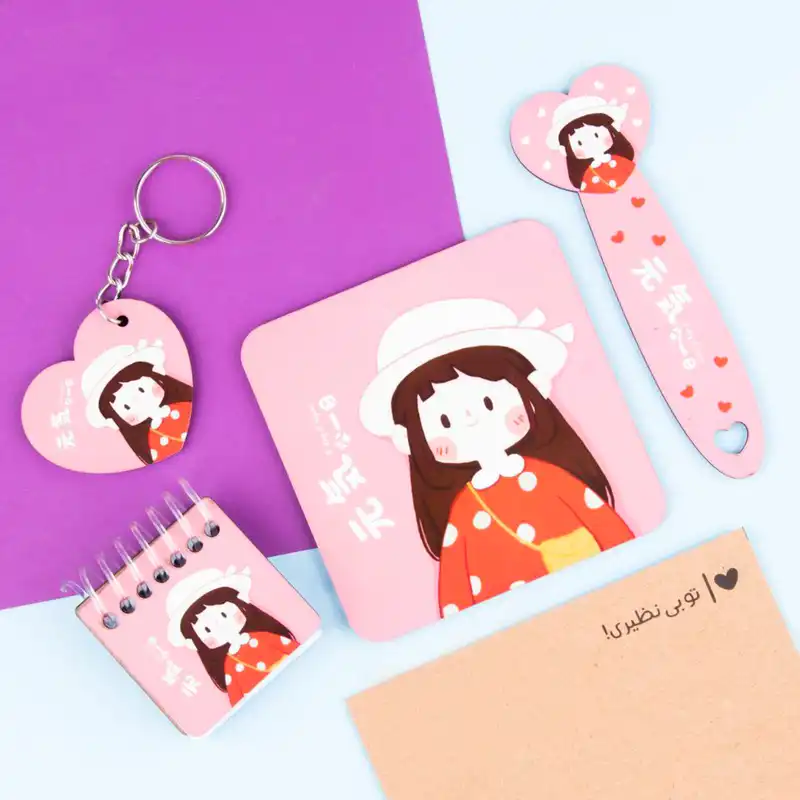 ست لوازم التحریر مدل دختر عروسکی مجموعه 4 عددی