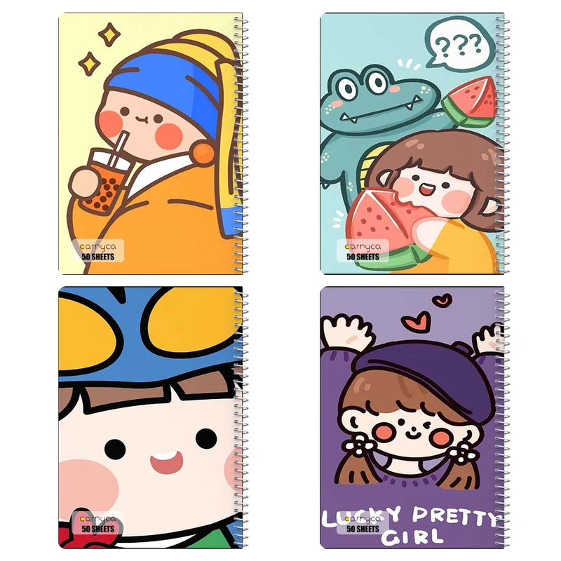 دفتر نقاشي 50 برگ کارنيکا طرح دختر خندون Smiling Girl کد 62320 مجموعه 4 عددی