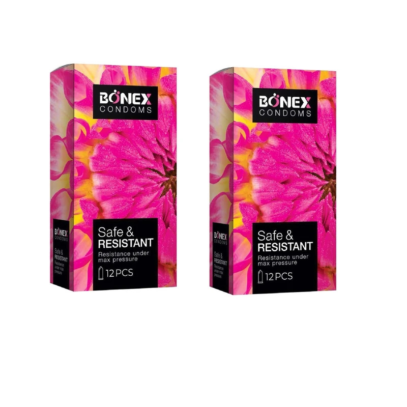کاندوم بونکس مدل Safe &amp; Resistant مجموعه 2 عددی