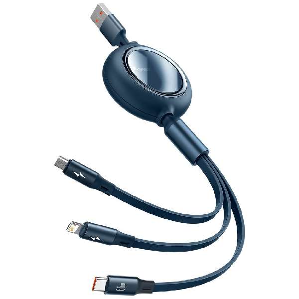 کابل تبدیل USB به USB-C/MicroUSB/لایتنینگ باسئوس مدل MIR66J01 طول 1.2 متر