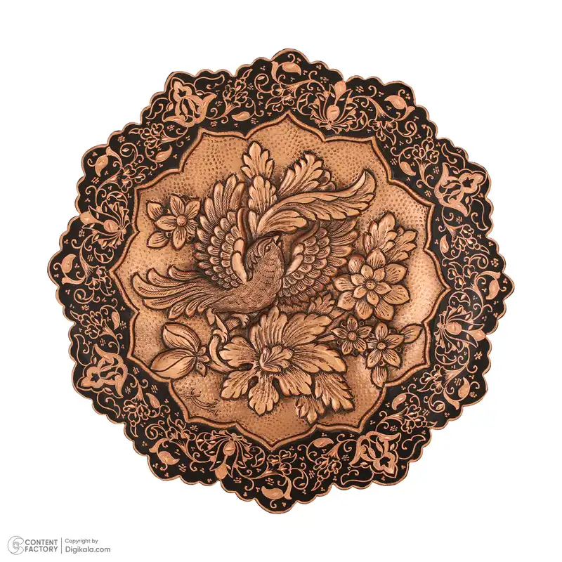 بشقاب دیوارکوب قلمزنی قهرمانی طرح پرنده کد 919