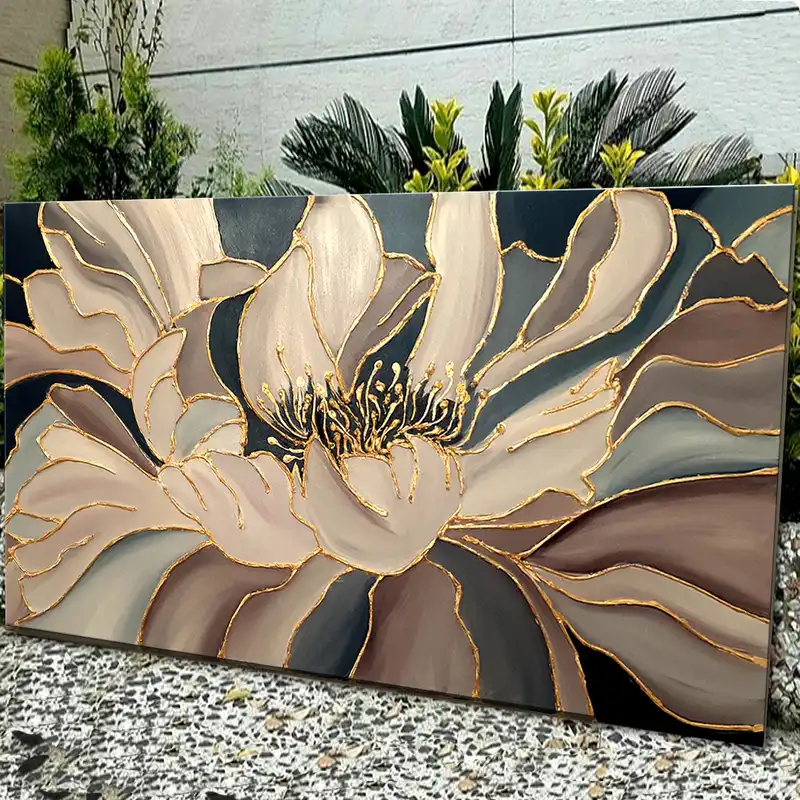 تابلو نقاشی ورق طلا مدل نقش برجسته گل کد 0116