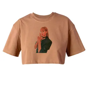 کراپ‌تاپ آستین کوتاه زنانه مدل بلک پینک  کد L298 K