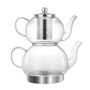 ست کتری و قوری مدل شیشه ای کد ۹ گنجایش کتری 1.5 لیتر و گنجایش قوری 0.50 لیتر